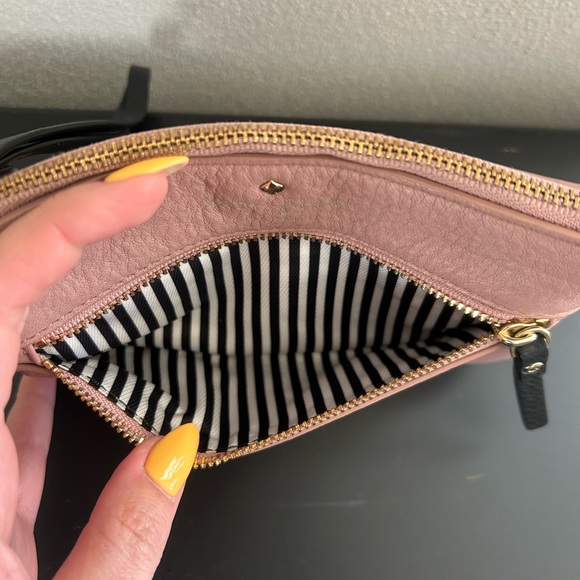 Kate Spade Pebbled Leather Pink Black Wristlet Clutch Coin Purse - Picture 7 of 14